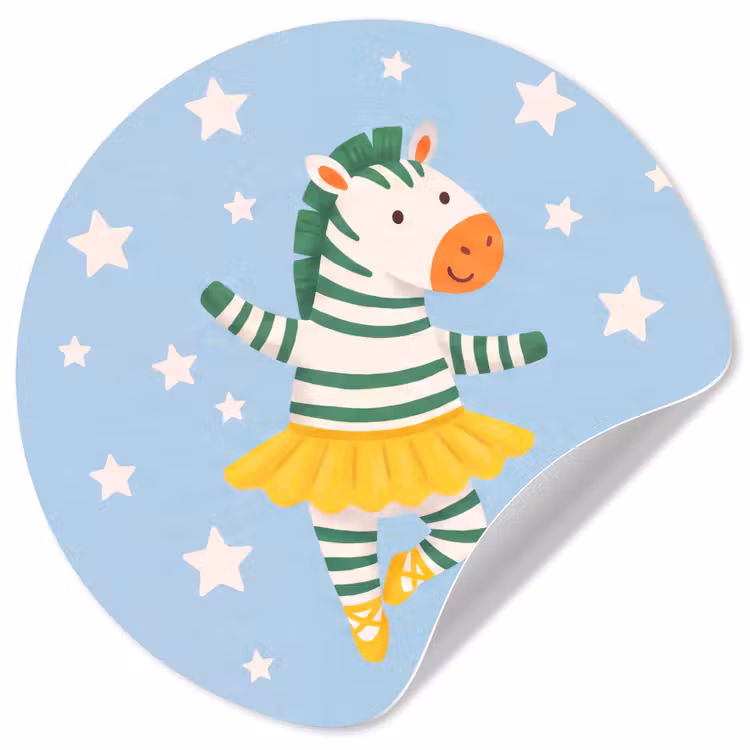 Runde Tapete - Tiere – Tanz – Illustration – Kinderzimmer – Sterne — 1