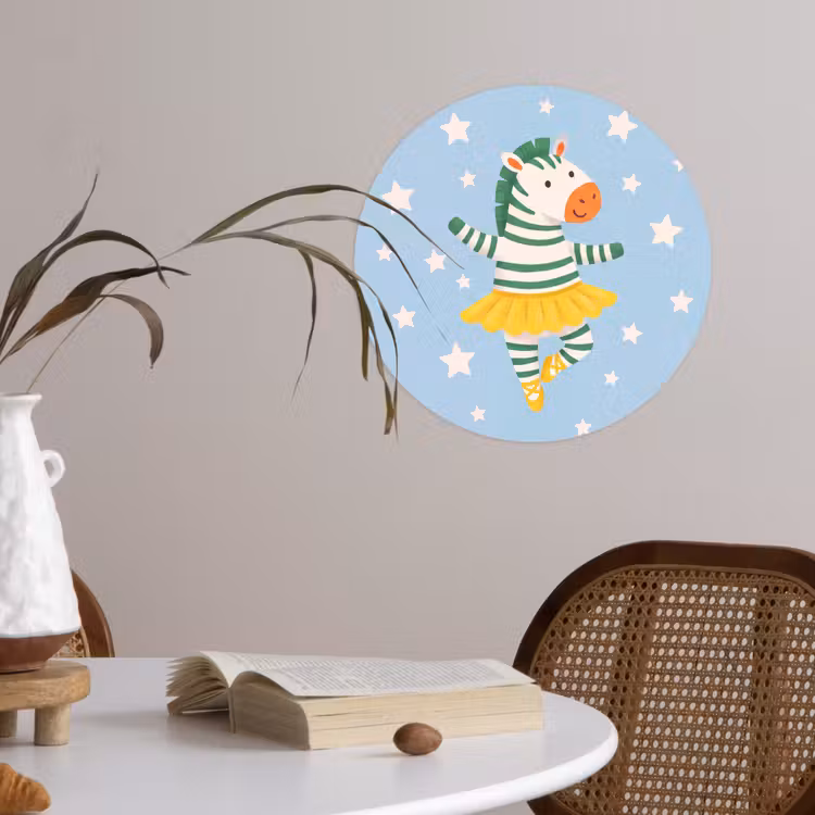 Runde Tapete - Tiere – Tanz – Illustration – Kinderzimmer – Sterne — 4