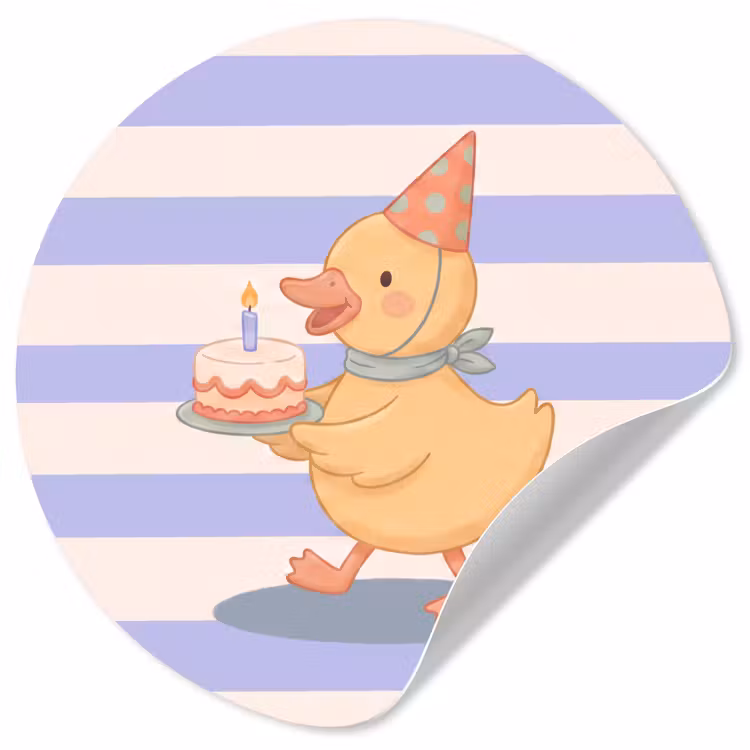 Runde Tapete - Vogel – Fest – Torte – Kinder – Illustration — 1