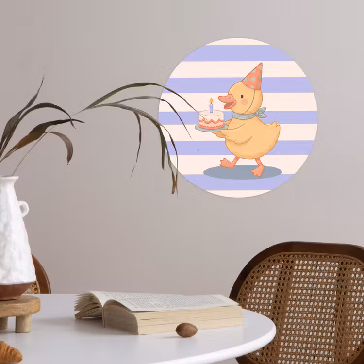 Runde Tapete - Vogel – Fest – Torte – Kinder – Illustration — 4