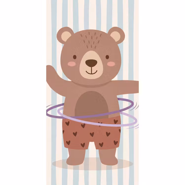Tapete - Bär – Reifen – Kinderzimmer – Illustration – Braun — 2