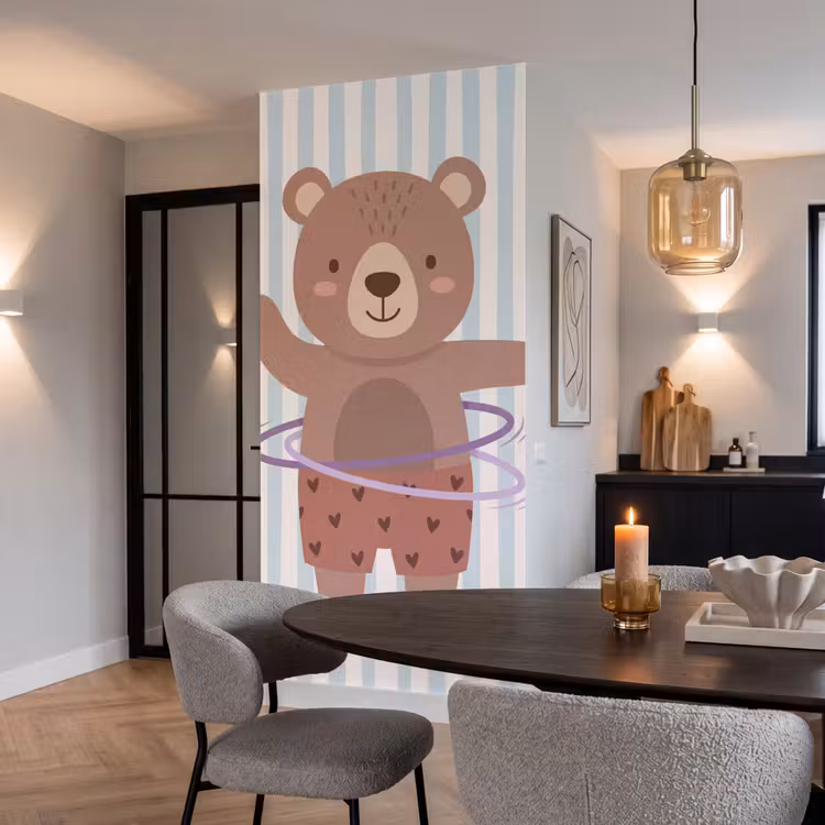 Tapete - Bär – Reifen – Kinderzimmer – Illustration – Braun — 5