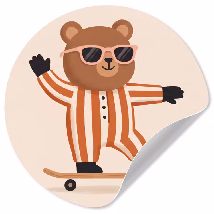 Runde Tapete - Tiere – Skateboard – Spiel – Zeichentrick – Rosa — 1