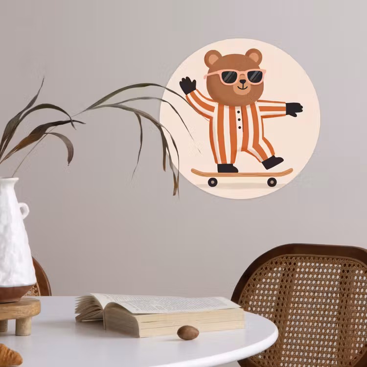 Runde Tapete - Tiere – Skateboard – Spiel – Zeichentrick – Rosa — 4