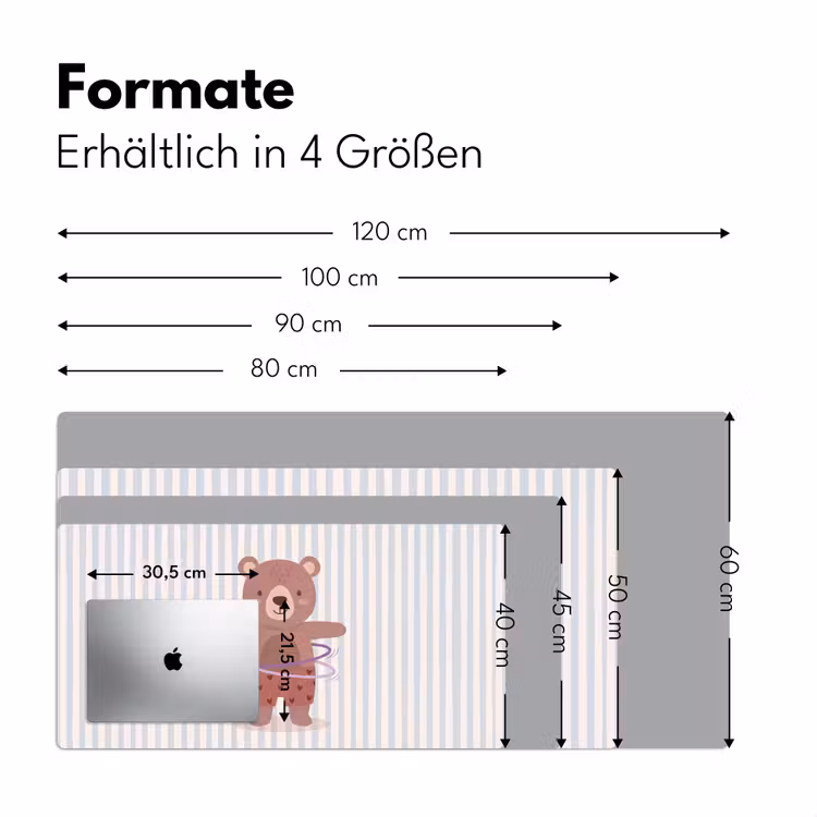 Schreibtischunterlage - Bär – Reifen – Kinderzimmer – Illustration – Braun — 5