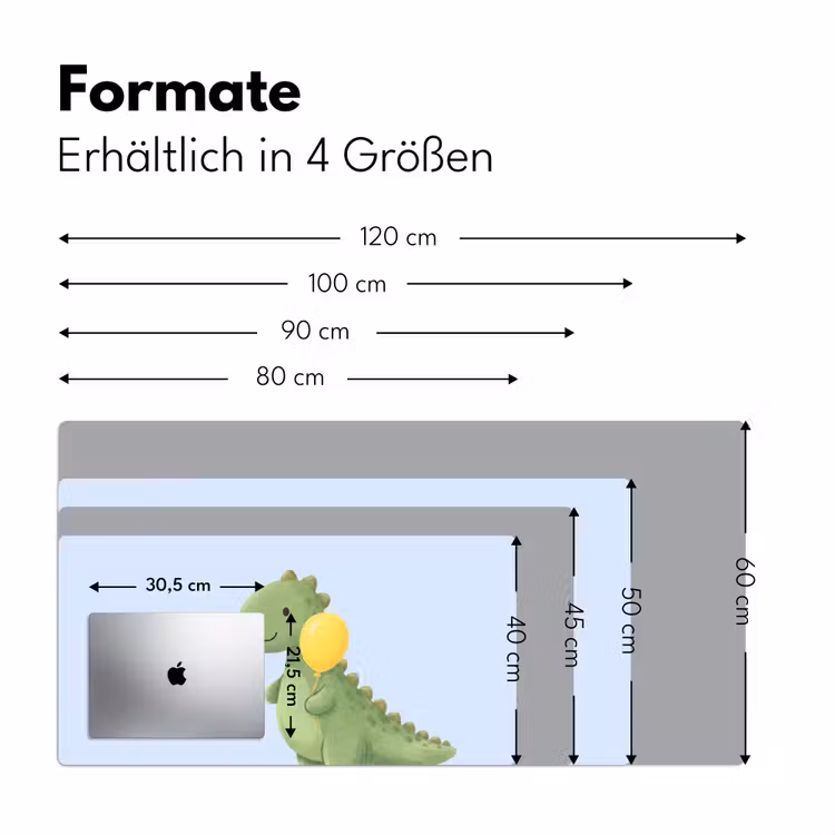 Schreibtischunterlage - Dinosaurier – Luftballon – Kinderzimmer – Illustration – Grün — 5
