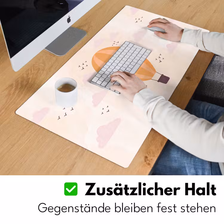 Schreibtischunterlage - Heißluftballon – Girlanden – Abenteuer – Illustration – Orange — 3