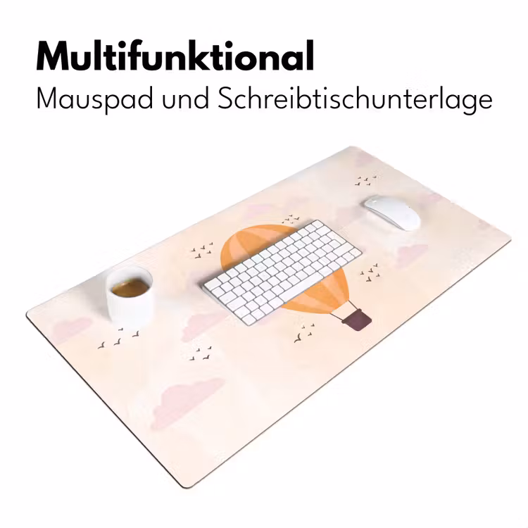Schreibtischunterlage - Heißluftballon – Girlanden – Abenteuer – Illustration – Orange — 4
