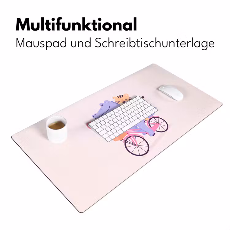 Schreibtischunterlage - Tiere – Fahrrad – Freundschaft – Illustration – Rosa — 4