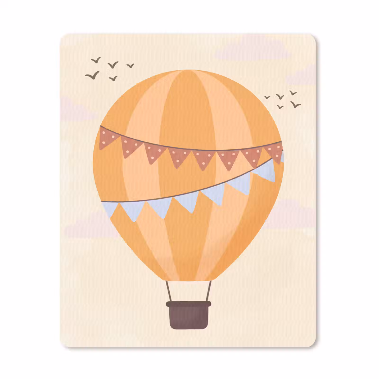 Mauspad - Heißluftballon – Girlanden – Abenteuer – Illustration – Orange — 1