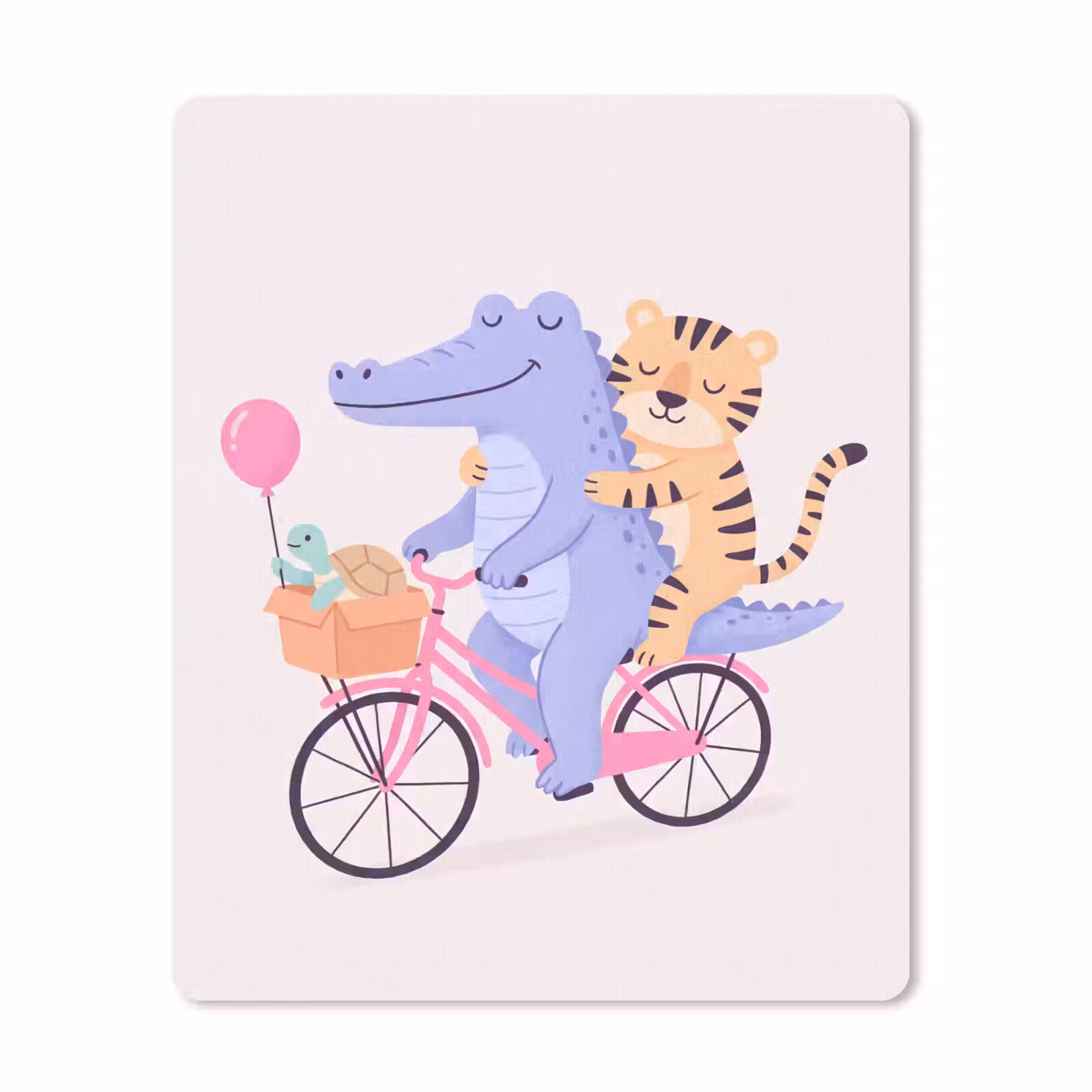 Mauspad - Tiere – Fahrrad – Freundschaft – Illustration – Rosa — 1