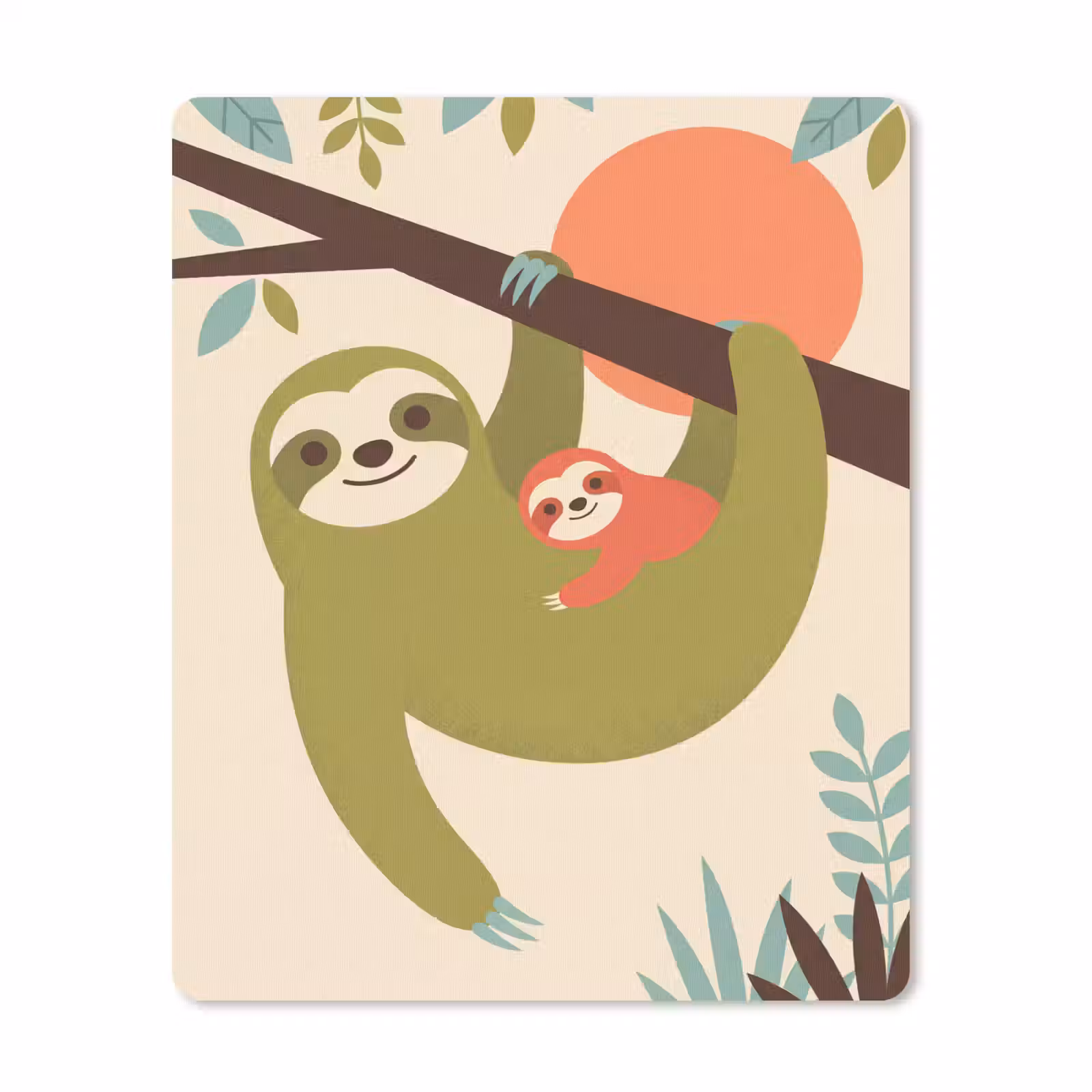 Mauspad - Tiere – Mutter – Baby – Natur – Grün — 1