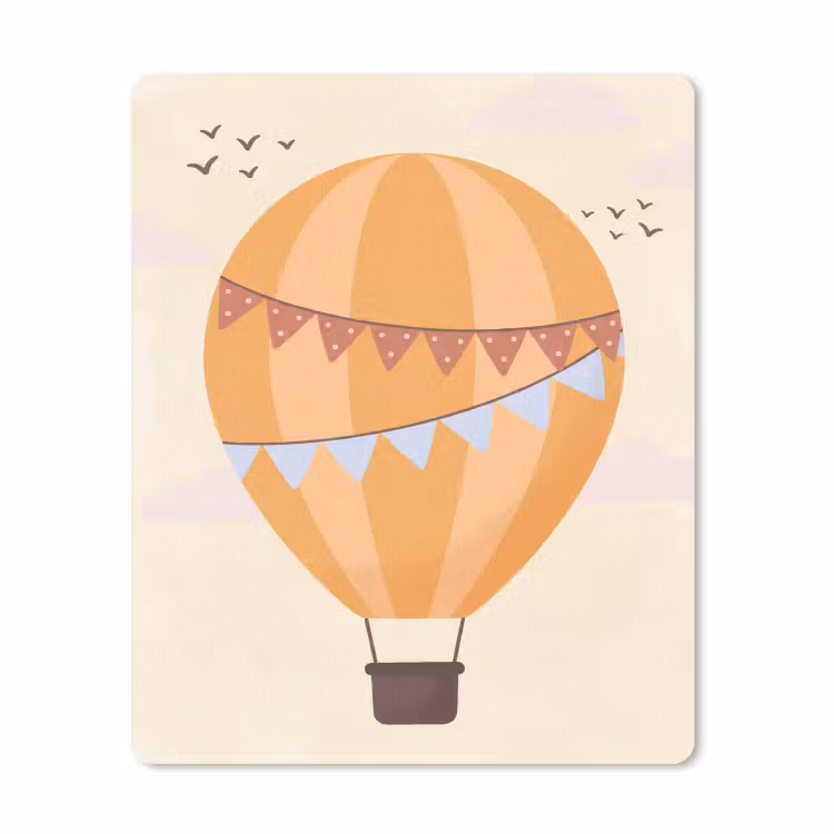 Mauspad - Heißluftballon – Girlanden – Abenteuer – Illustration – Orange — 1