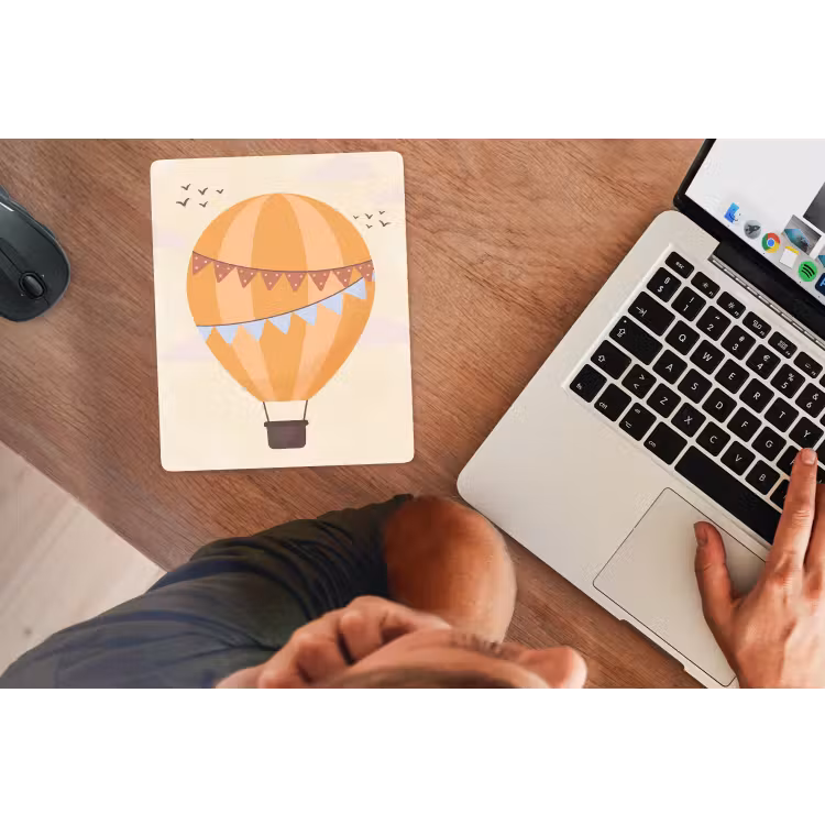 Mauspad - Heißluftballon – Girlanden – Abenteuer – Illustration – Orange — 2
