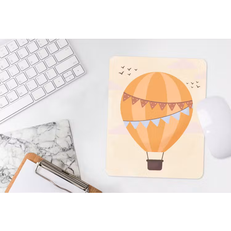 Mauspad - Heißluftballon – Girlanden – Abenteuer – Illustration – Orange — 4