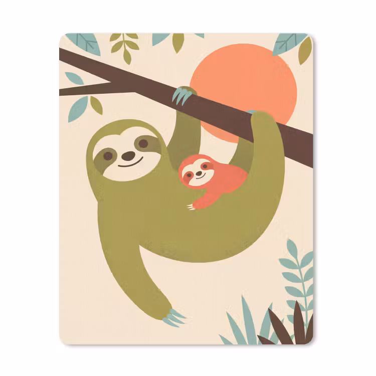 Mauspad - Tiere – Mutter – Baby – Natur – Grün — 1