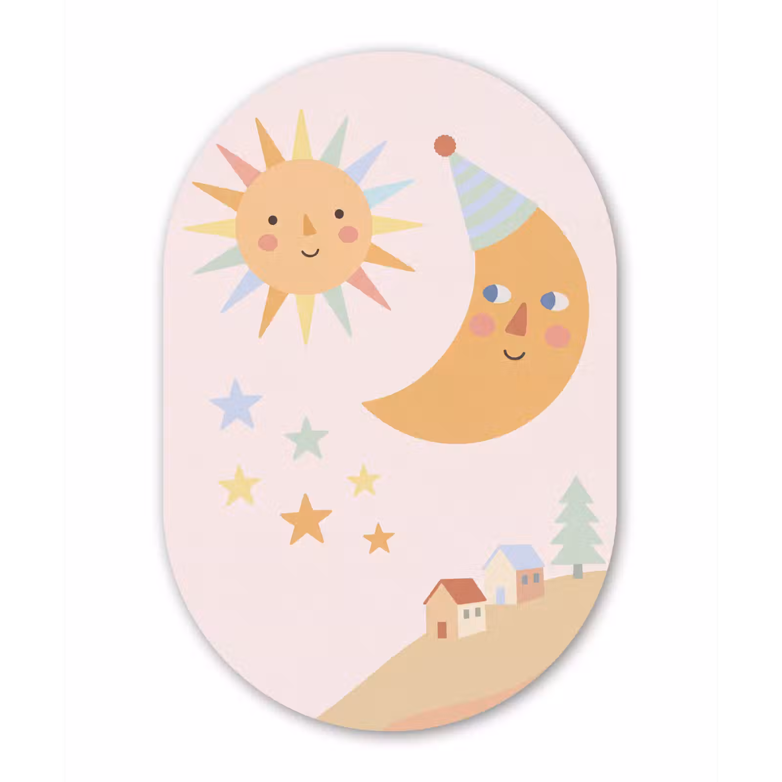 Forexbild Oval - Sonne – Mond – Sterne – Kinderzimmer – Pastell — 1