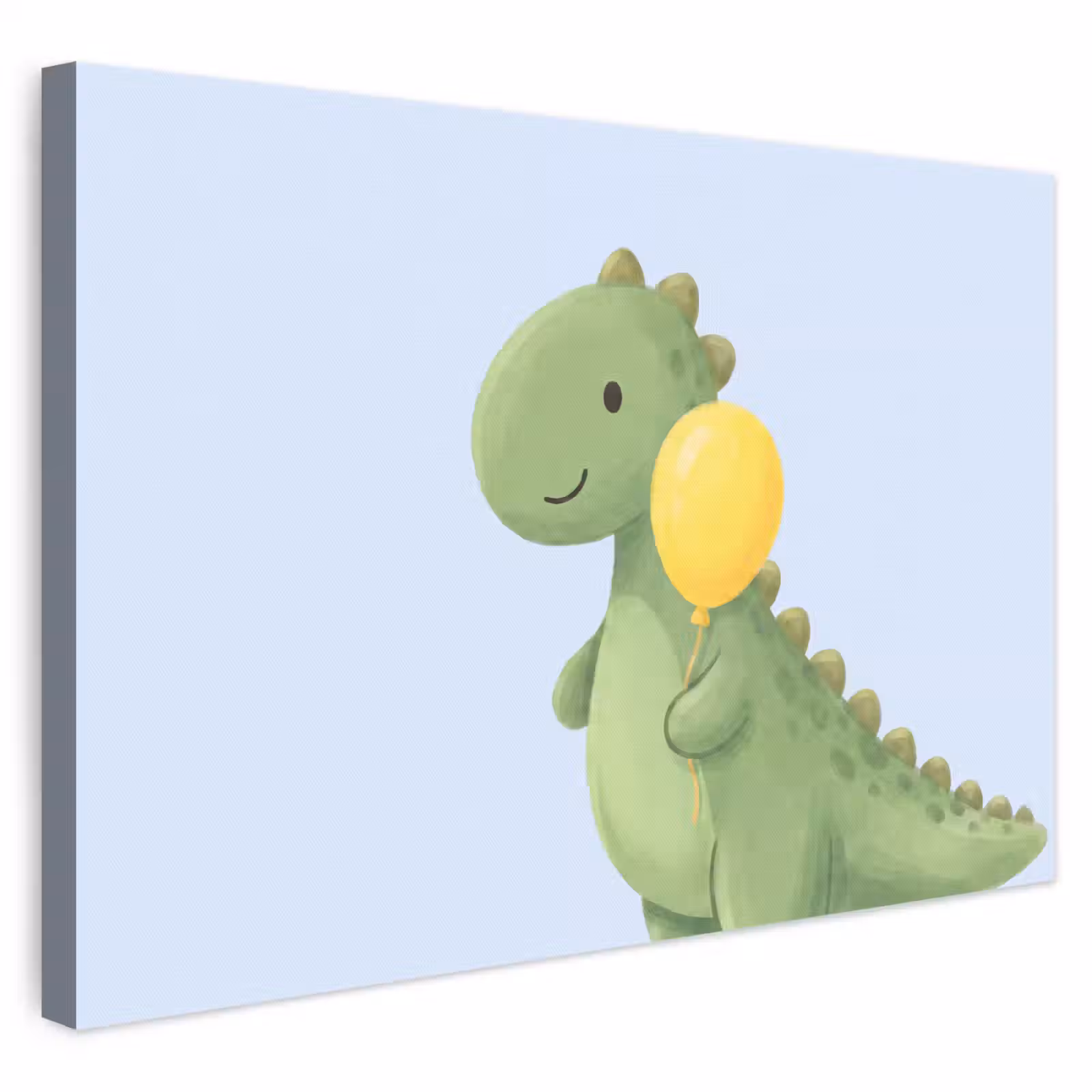 Leinwandbild - Dinosaurier – Luftballon – Kinderzimmer – Illustration – Grün — 1