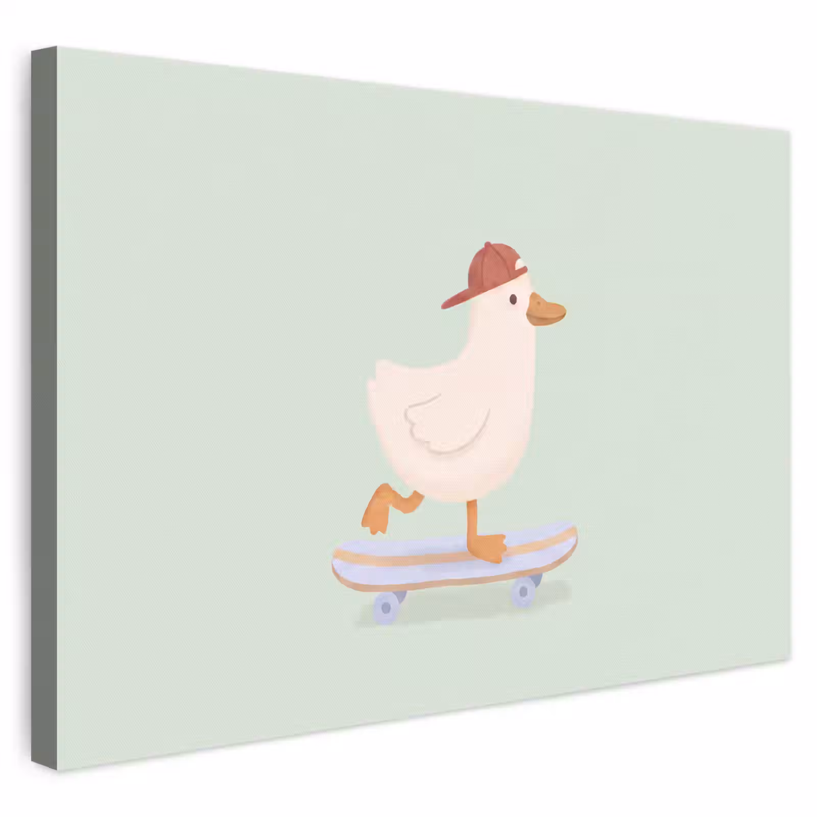 Leinwandbild - Vogel – Skateboard – Tiere – Cartoon – Verspielt — 1