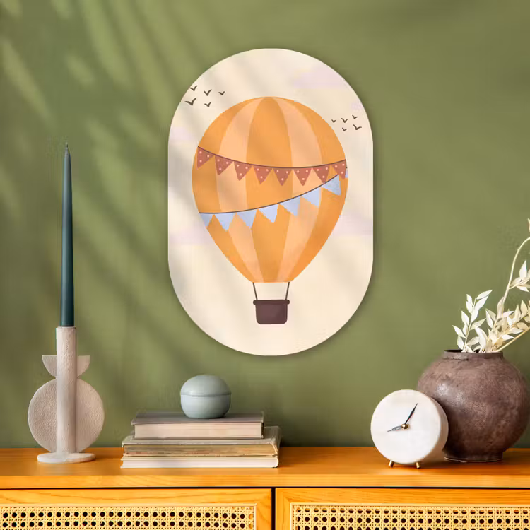 Forexbild Oval - Heißluftballon – Girlanden – Abenteuer – Illustration – Orange — 3