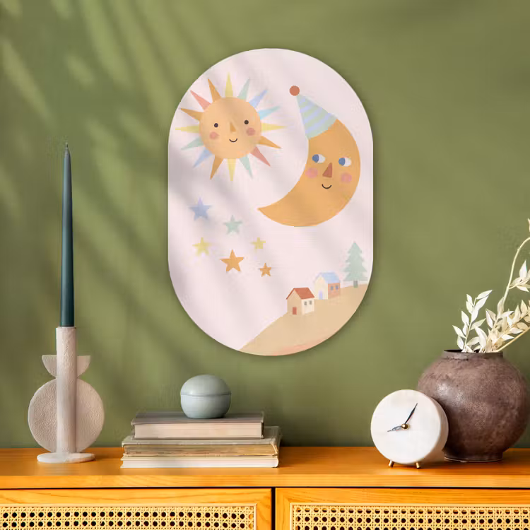 Forexbild Oval - Sonne – Mond – Sterne – Kinderzimmer – Pastell — 3