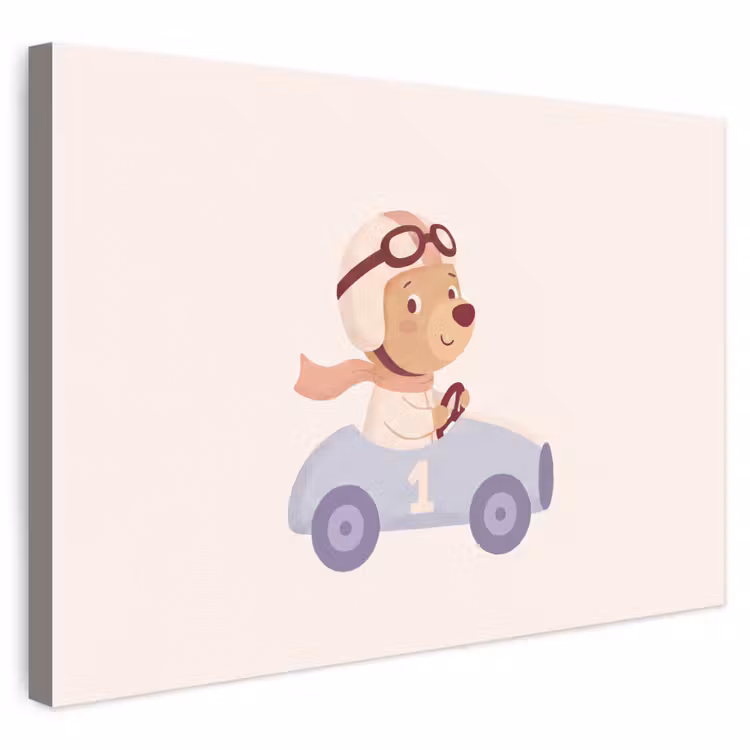 Leinwandbild - Bär – Auto – Kinderzimmer – Cartoon – Verspielt — 1