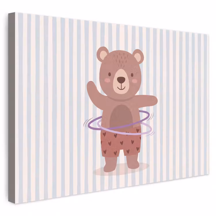 Leinwandbild - Bär – Reifen – Kinderzimmer – Illustration – Braun — 1