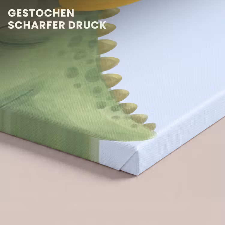 Leinwandbild - Dinosaurier – Luftballon – Kinderzimmer – Illustration – Grün — 4