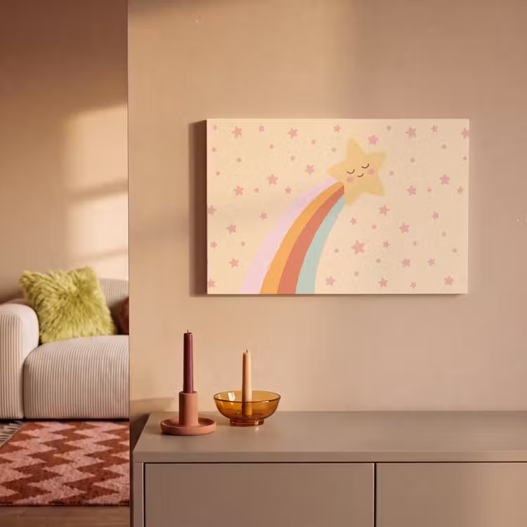 Leinwandbild - Stern – Regenbogen – Nacht – Illustration – Pastell — 2