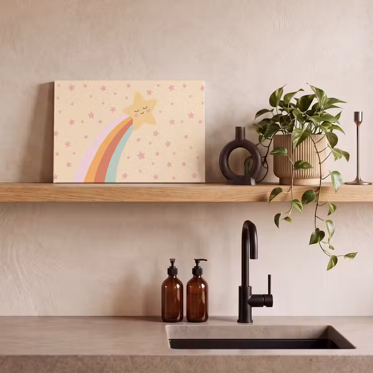 Leinwandbild - Stern – Regenbogen – Nacht – Illustration – Pastell — 3