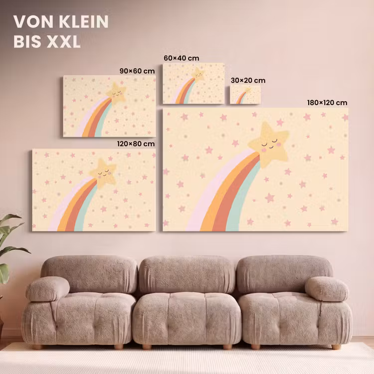 Leinwandbild - Stern – Regenbogen – Nacht – Illustration – Pastell — 6
