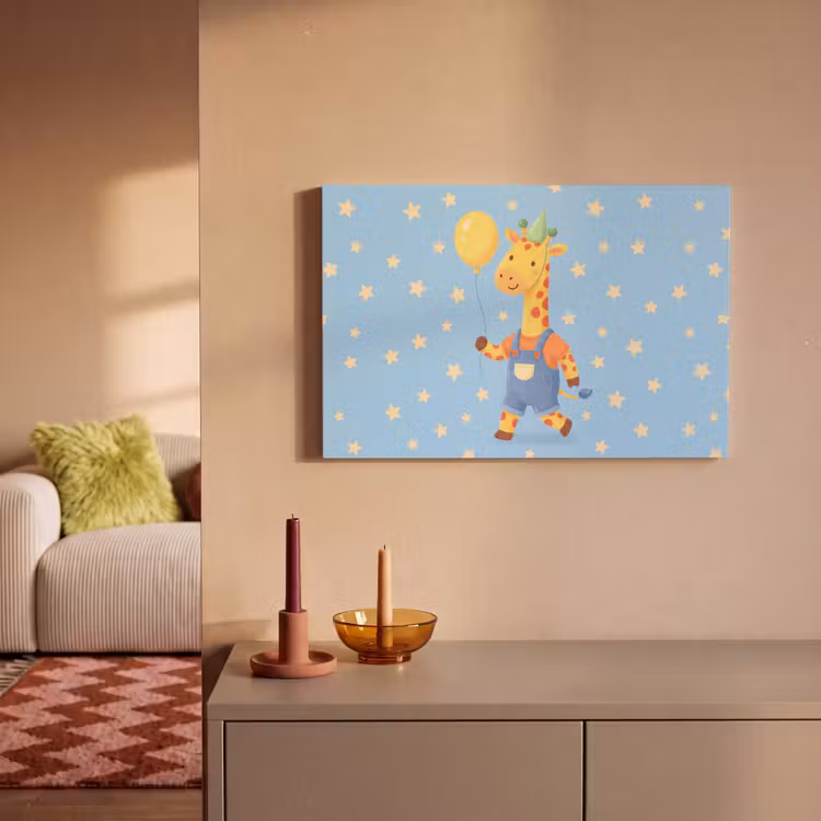 Leinwandbild - Tiere – Giraffe – Luftballon – Party – Kinderzimmer — 2