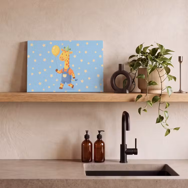 Leinwandbild - Tiere – Giraffe – Luftballon – Party – Kinderzimmer — 3