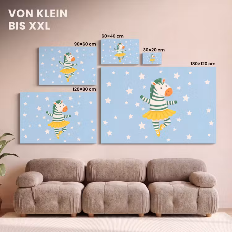Leinwandbild - Tiere – Tanz – Illustration – Kinderzimmer – Sterne — 6