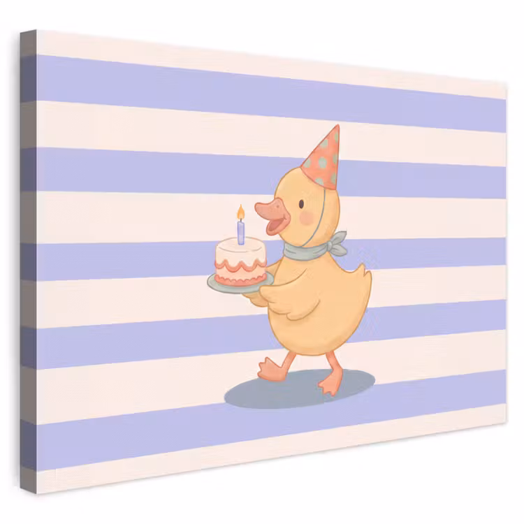 Leinwandbild - Vogel – Fest – Torte – Kinder – Illustration — 1