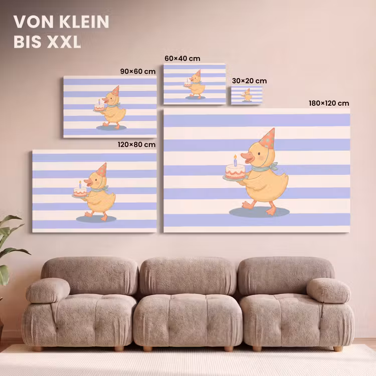Leinwandbild - Vogel – Fest – Torte – Kinder – Illustration — 6