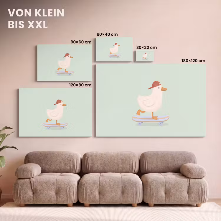 Leinwandbild - Vogel – Skateboard – Tiere – Cartoon – Verspielt — 6