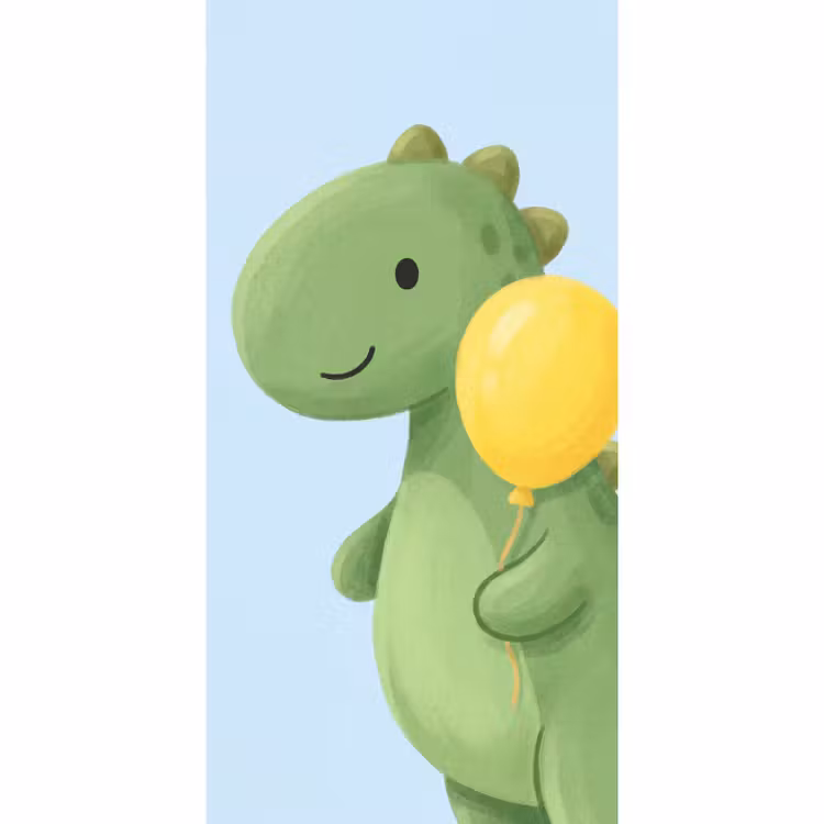 Tapete - Dinosaurier – Luftballon – Kinderzimmer – Illustration – Grün — 2