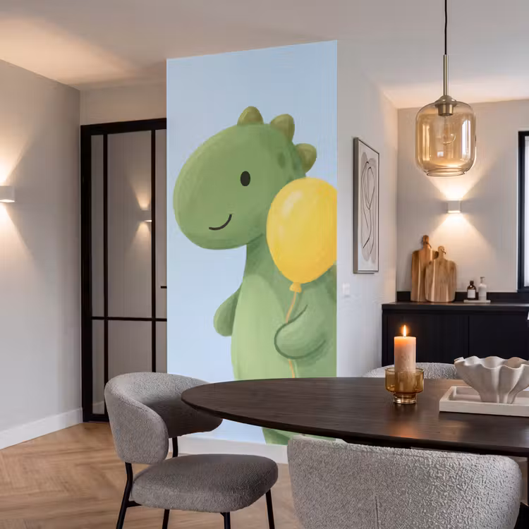 Tapete - Dinosaurier – Luftballon – Kinderzimmer – Illustration – Grün — 5
