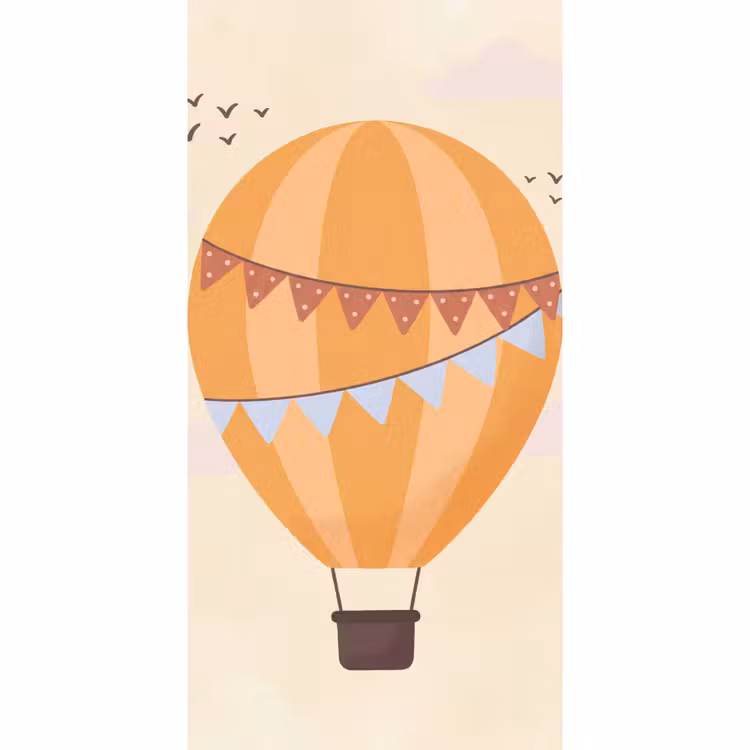 Tapete - Heißluftballon – Girlanden – Abenteuer – Illustration – Orange — 2