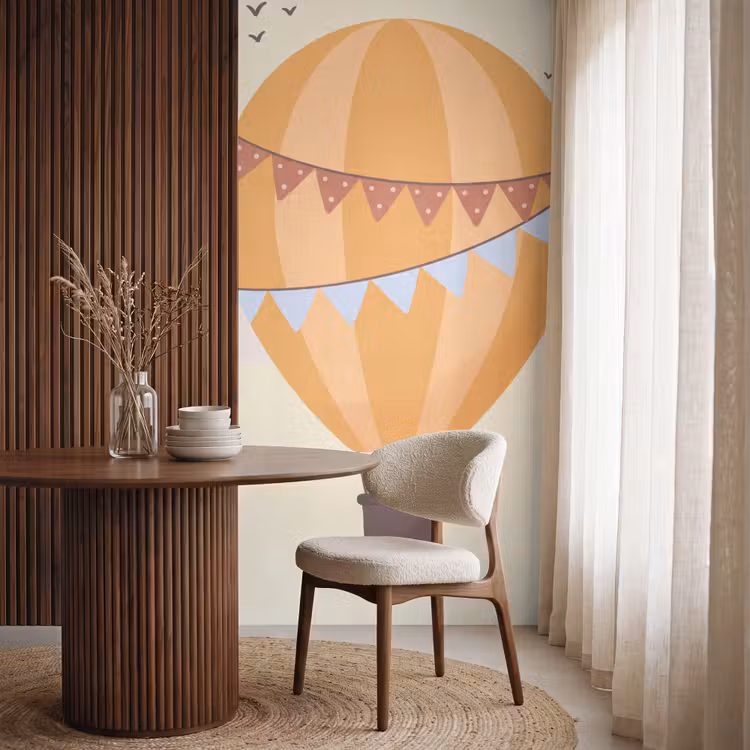 Tapete - Heißluftballon – Girlanden – Abenteuer – Illustration – Orange — 4