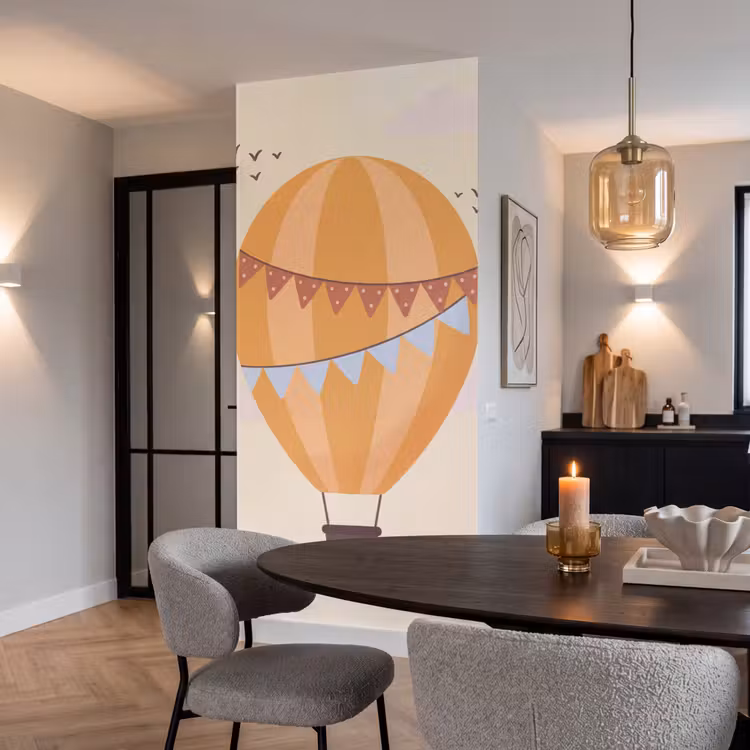 Tapete - Heißluftballon – Girlanden – Abenteuer – Illustration – Orange — 5