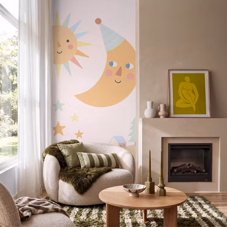 Tapete - Sonne – Mond – Sterne – Kinderzimmer – Pastell — 1