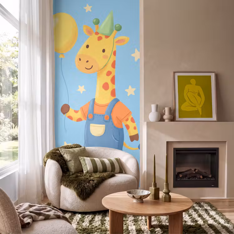 Tapete - Tiere – Giraffe – Luftballon – Party – Kinderzimmer — 1