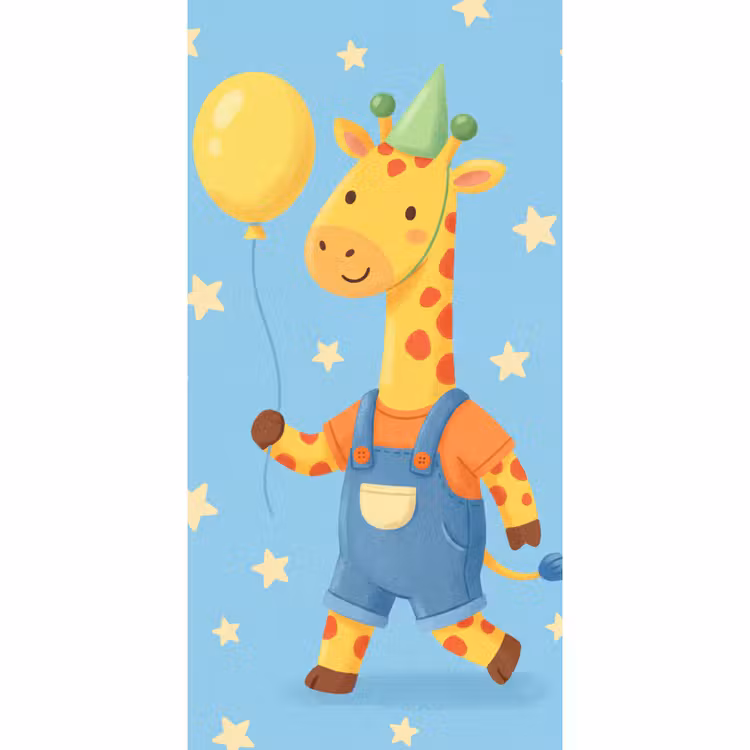 Tapete - Tiere – Giraffe – Luftballon – Party – Kinderzimmer — 2