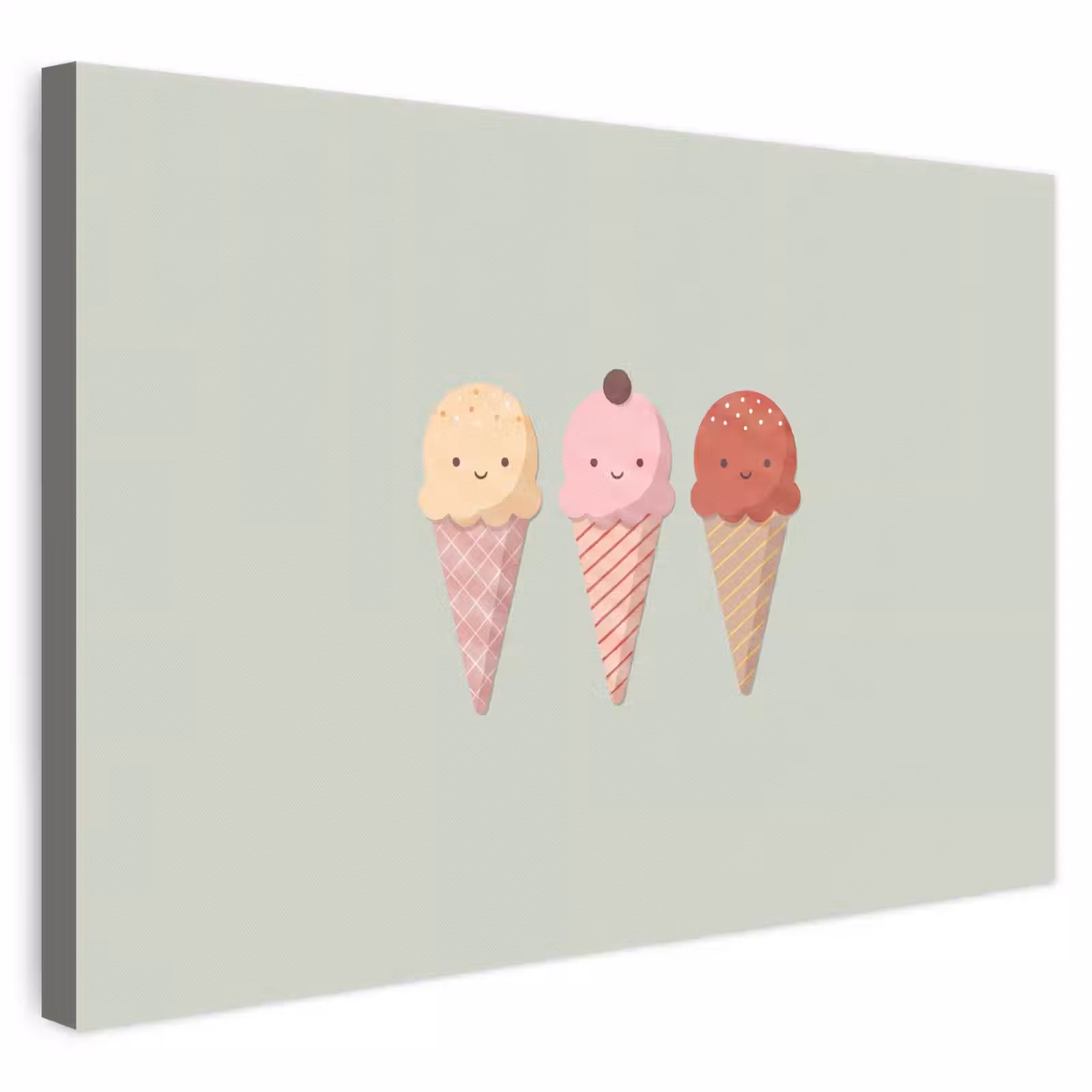 Leinwandbild - Eis – Eistüten – Essen – Illustration – Fröhlich — 1