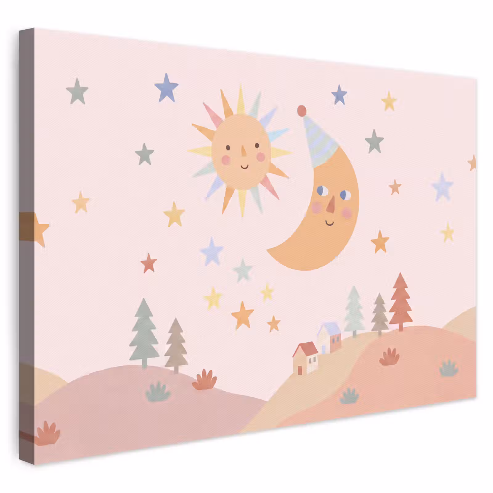 Leinwandbild - Sonne – Mond – Sterne – Kinderzimmer – Pastell — 1
