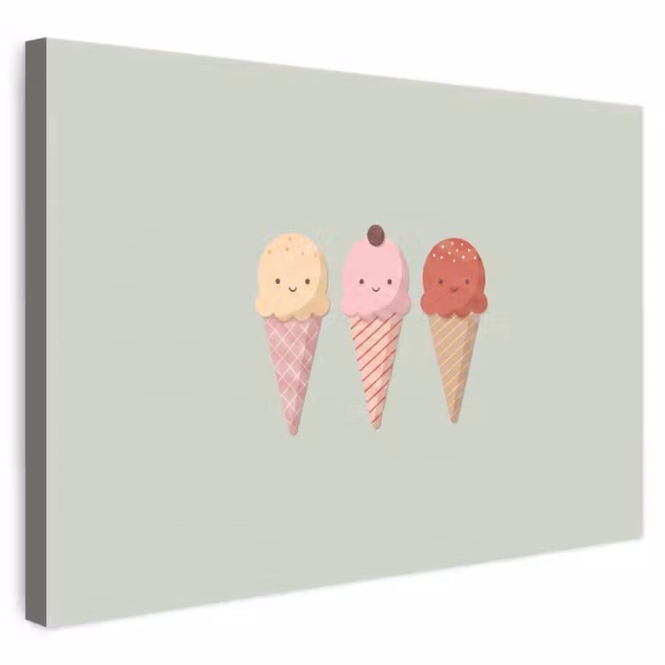 Leinwandbild - Eis – Eistüten – Essen – Illustration – Fröhlich — 1