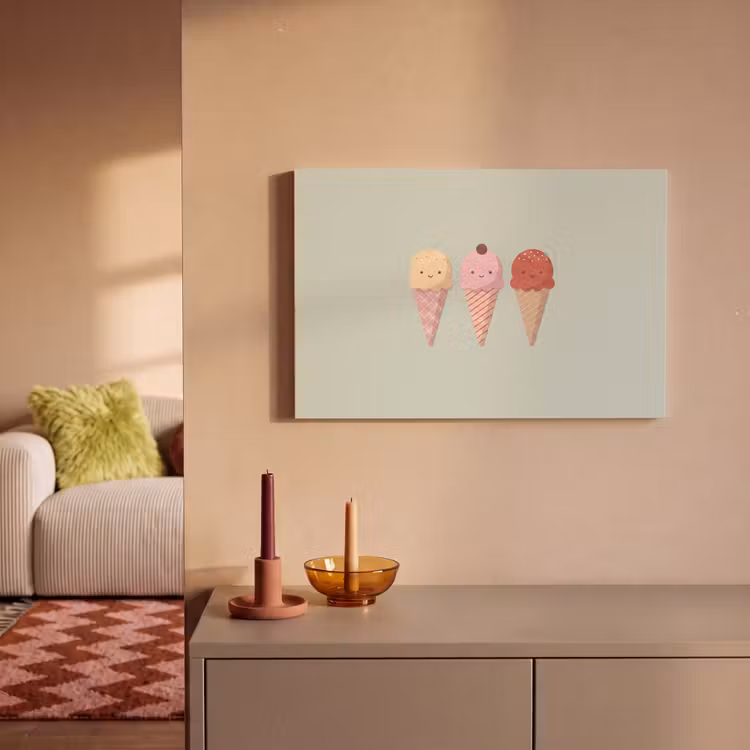 Leinwandbild - Eis – Eistüten – Essen – Illustration – Fröhlich — 2