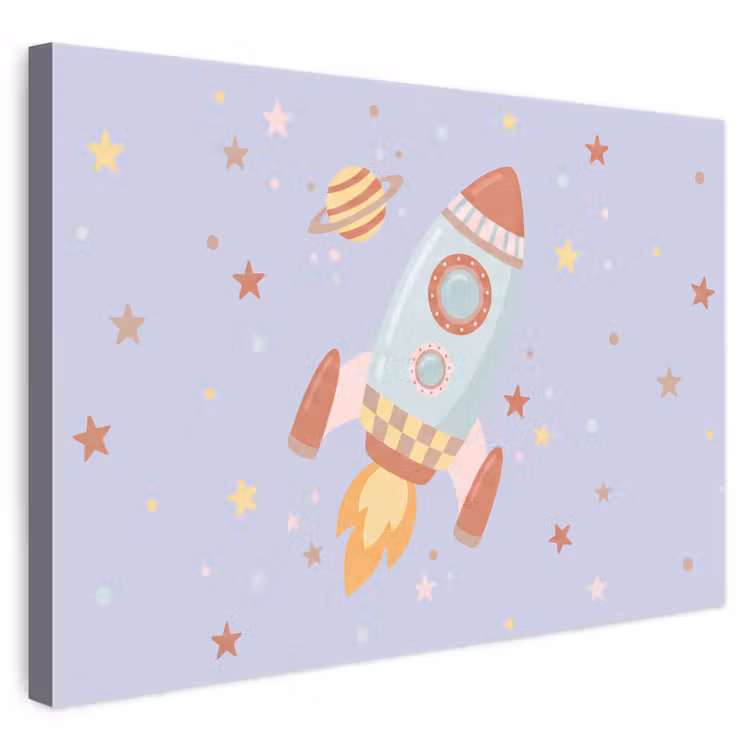Leinwandbild - Rakete – Weltraum – Planet – Illustration — 1